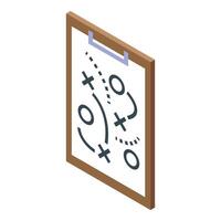 Coach showing basketball strategy on clipboard with arrows and xs and os vector