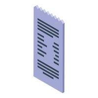 Isometric paper check showing financial transaction vector
