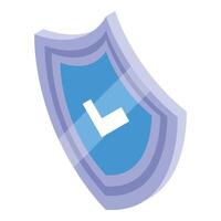 Shield protecting with check mark providing security and safety vector