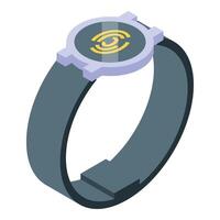 Smartwatch showing fingerprint for security access control isometric view vector