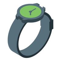Green clock face watch showing time passing vector