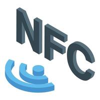Blue nfc isometric icon is sending data using radio waves vector