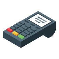 Isometric pos terminal processing a credit card payment vector
