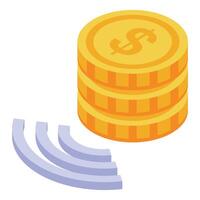 Money stack showing increasing signal strength icon vector