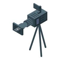 Professional digital video camera recording on tripod isometric view vector