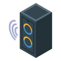 Wireless speaker transmitting sound waves in isometric view vector