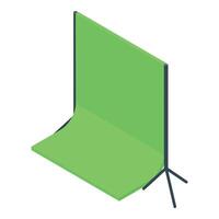 Professional studio empty green screen backdrop standing on tripod vector