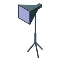 Professional studio light standing on tripod illuminating vector