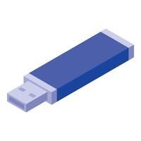 Blue usb flash drive storing digital data isometric icon vector