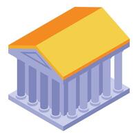 Isometric ancient building with columns representing bank or museum vector