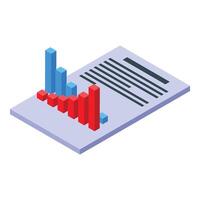 Business report document with growing bar chart showing success vector