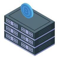 Server generating bitcoin cryptocurrency mining farm vector