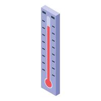 Isometric red mercury thermometer showing increasing temperature vector