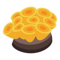 Yellow coral growing on seabed in isometric view vector