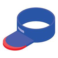 Blue delivery service cap with red peak isometric view vector