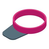 Pink baseball cap lying on surface isometric icon vector