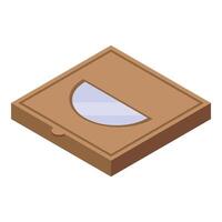 Cardboard pizza box with open window isometric view vector