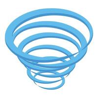 Blue tornado funnel spinning with velocity creating vortex vector