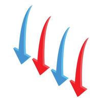 Red and blue arrows pointing down showing negative trend vector