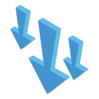 Three blue arrows pointing down representing negative trend vector