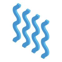 Four blue wavy shapes ascending isometrically representing growth vector