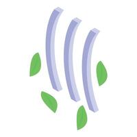 Wifi signal spreading with green leaves representing eco friendly technology vector