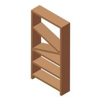 Wooden bookshelf falling apart with shelves tilting down vector