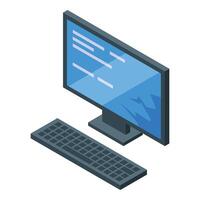 Modern desktop computer displaying code on screen vector