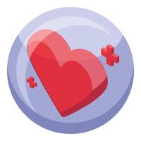 Red heart increasing popularity with plus signs in a bubble vector