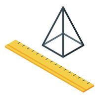 Wooden ruler measuring a triangular pyramid shape vector