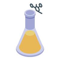 Chemical flask experiment isometric icon illustrating molecular formula vector