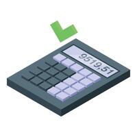 Electronic calculator showing correct result on display vector