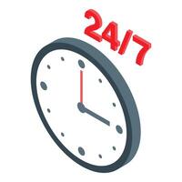 Clock face is showing the concept of 247 availability vector