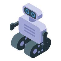 Modern robot moving on wheels with arms outstretched vector