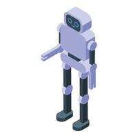 Smiling robot standing and pointing with finger vector