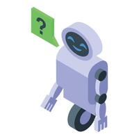 White robot asking question with speech bubble vector