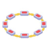 Gold chain bracelet with square red gemstones is glittering on white background vector