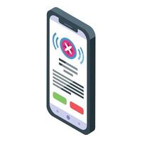 Smartphone showing canceled flight notification, travel problems concept vector