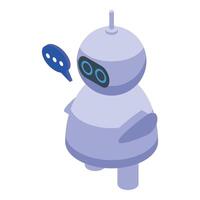 Chatbot speaking with speech bubble is giving information vector