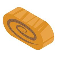 Delicious swiss roll cake is lying on white background vector