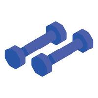 Pair of blue dumbbells lying on white background vector