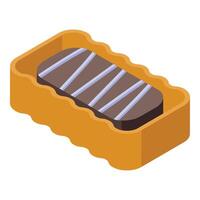 Chocolate bar lying in open cardboard box vector