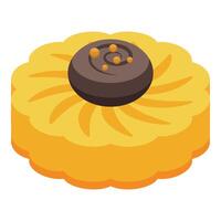 Round cookie decorated with chocolate and sprinkles vector