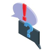 Speech bubble with question mark and exclamation mark is showing online support vector