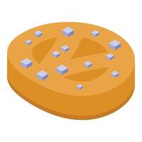 Round cookie decorated with sugar cubes isometric view vector