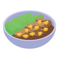 Bowl containing delicious smoothie bowl with kiwi and mango slices vector
