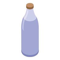 Glass bottle containing violet grape juice with cork vector