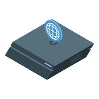 Game console connecting to online server for gaming vector