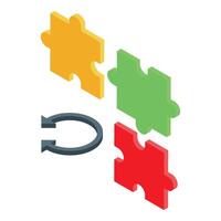 Workflow process with three puzzle pieces and refresh icon vector