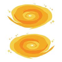 Two bright yellow spirals rotating with stars surrounding them vector